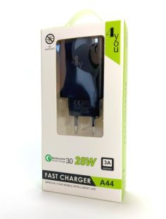 CЗУ 4you A44 (total 28W(10+18), 5A(2+3), Fast Charger QC 3.0, 2USB) black + Micro 3A - НОВИНКА!
