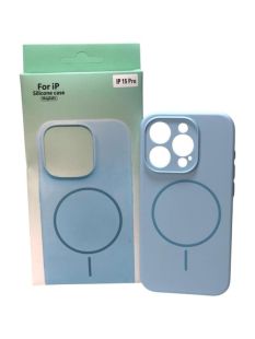 Чехол iPhone 15Pro Silicon BEATS with MagSafe №1 Light blue