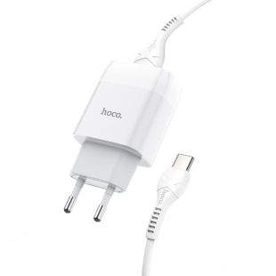СЗУ-USB HOCO C72Q QC3.0 2A 1 Usb + кабель Type-C (блистер) White/grey