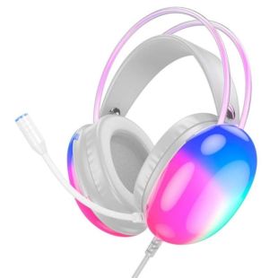 Гарнітура HOCO W109 (мікрофон, LED) (Монітори) White