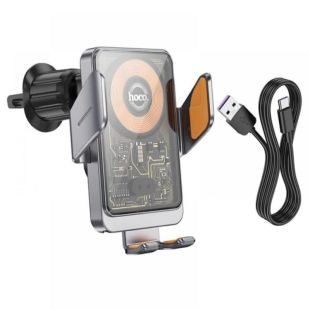 Holder HOCO HW7 Transparent Discovery Edition с беспроводным зарядным Grey