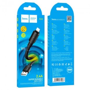 Usb-cable iPhone 5 HOCO X84 2.4A 1m ( круглий ) Black