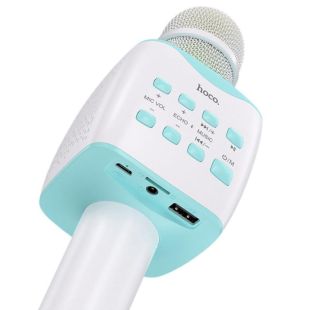 Микрофон-караоке беспроводной HOCO BK5 "Cantando" (Bluetooth 5.0, USB слот, 1-динамик) Blue