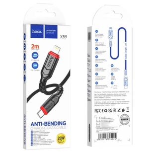 Cable Type-C/iPhone 5 HOCO X59 3A 2m (круглий) Black