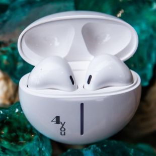 Bluetooth-гарнитура 4you MENSA white (BT 5.3, Гарант.12мес, РРЦ - 745грн)  (от 5шт - 5%)