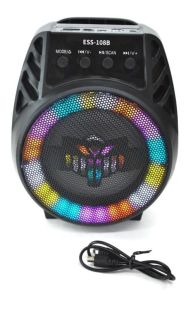 Портативная колонка ESS-108B (USB+SD+Bluetooth+FM+дисплей+адаптер от сети+1-динамик) Black