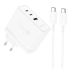 СЗУ-USB BOROFONE BN11 PD+QC3.0 100W/3A (1 Usb/2Type-C)+ кабель Type-C-Type-C White