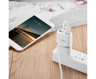 СЗУ-USB HOCO C12 Smart 2.4A 2 Usb + кабель Micro USB White
