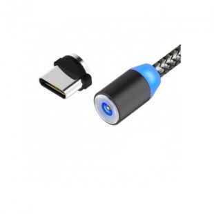 Usb-cable Type-C Aspor-360Pro magnetic 2.4A 1m (круглый,ткань + пластик,метал.коннек) Black