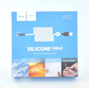 Usb-cable Micro USB HOCO X21 Silicone 2A 1m (круглий) Black / white