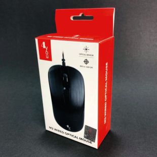 Мышь проводная 4you M2 black (Тихая, 4кн, 800-1600DPI, 12мес гарантия) (от 5шт - 5%)