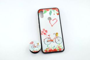 Чехол Xiaomi Redmi 7 Silicon Glass Print (M18) + popsocket "Акционная цена"