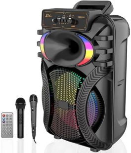 Портативна колонка ZQS10101 (USB+SD+Bluetooth+FM+дисплей+1-динамік+2мікрофона 44см*30см*24см) Black