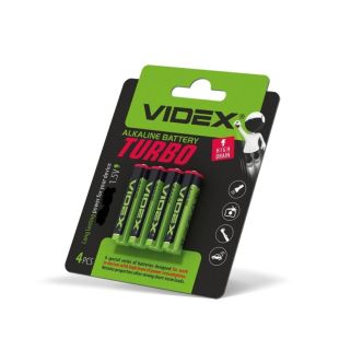 Батарейка Videx Turbo LR6T AA щелочная (4 на блистере, 40 в упак.)