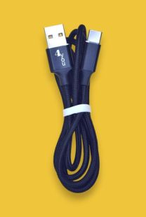 Usb-cable Type-C 4you Rido Fast Charge (2.1A, круглый, ткань, черный, 1М)