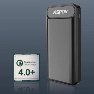 Power Bank 20000mAh Aspor A396 (22.5W/PD/QC4.0) Black (12мес гарантия)