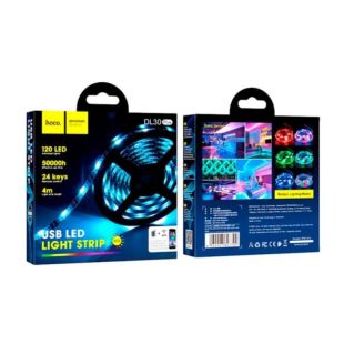 Светодиодная лента Hoco DL30 Plus RGB 4м с пультом дистанционного управления Black