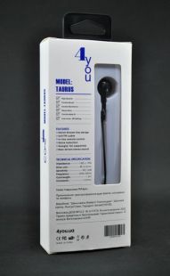 Гарнітура 4you TAURUS (EarPods design) black (від10шт - 10%) + Спец Ціна