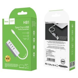 hub HOCO HB1 4 порту Silver (USB2.0)