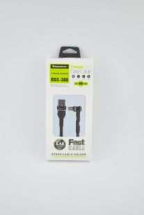 Usb-cable Micro USB RedDax RDX-388 2.4A 1m (круглий, тканинний, метал. коннектор, Г-образний) Black