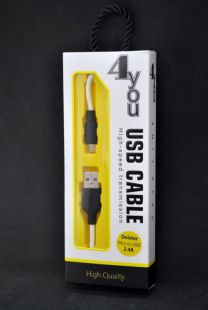 Usb-cable Micro USB 4you Dnister white (2.4A, Silicon Perfect, 1.5m)  (от10шт - 10%)