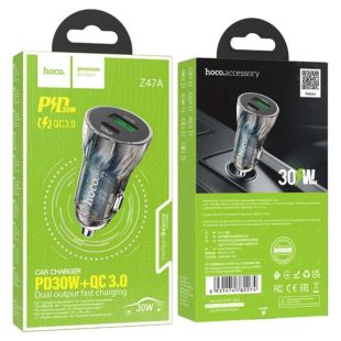 АЗУ-USB HOCO Z47A PD30W+QC3.0 (1USB/1Type-C) Black