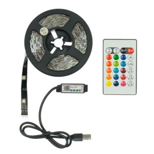 LED стрічка USB RGB 5V, IP 20, 5м, Bluetooth,пульт, на самоклейці (М) 