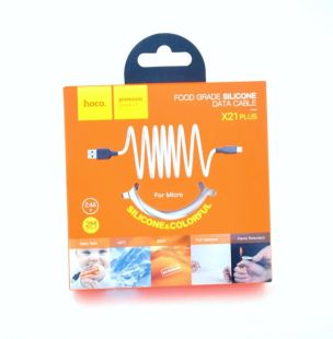 Usb-cable Micro USB HOCO X21 Plus Silicone 2.4A 2m (круглый) Black/white