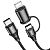 Cable 2 in 1 Type-C / Type-C + iPhone 5 HOCO X50 3A 1m ( круглий, тканевий ) Black