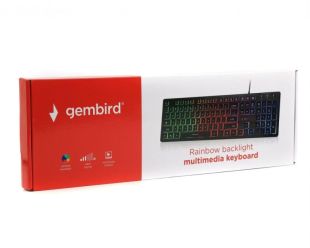 Клавіатура провідна Gembird KB-UML-01-UA (USB,мультимедійна з різнокольоровим підсвічуванням) Black