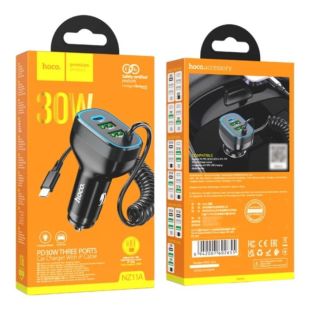 АЗУ-USB HOCO NZ11A PD30W (Type-C/2USB) + кабель Lightning Black