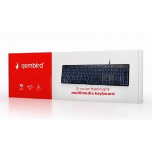Клавіатура провідна Gembird KB-UML3-01-UA (USB,3-х кольорове підсвічування клавіш) Black