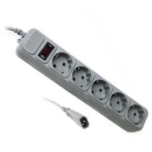 Фільтр мережевий Gembird SPG5-X-6G 5 розеток, cерий 1.8м (із запобіжником для ДБЖ)