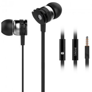 Навушники Celebrat D1 (мікрофон, плоский шнур) Black