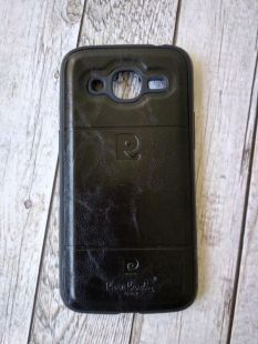 Чохол Samsung J2 / J210 Silicon + шкіра Pierre Cardin black "Акційна ціна"