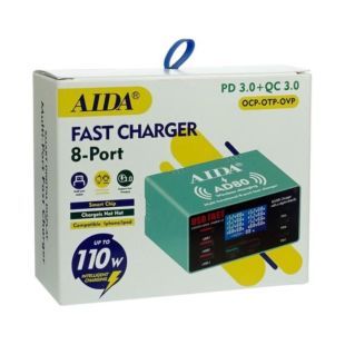 Зарядная станция с индекацией Aida AD80 110W (3 USB 2.4А/ 1 USB QC 3A/ 3 Type-C PD 20W (M)