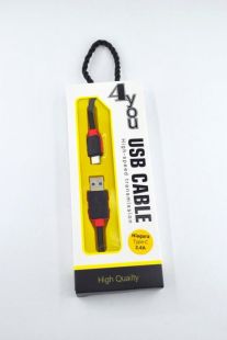 Usb-cable Type-C 4you Niagara (2.1A, черный, 1.2м)