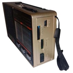 Радіоприймач Golon RX-8866 (USB+SD, ліхтарик) Gold