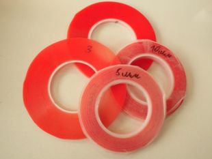 Двосторонній скотч 3M прозорий ширина 8 мм, довжина 50м червоний (М) 