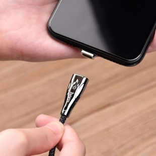 Usb-cable iPhone 5 HOCO U75 Blaze magnetic 3A 1.2m (метал.коннект,круглый,LED) Black