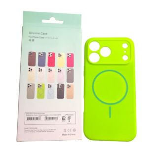 Чехол iPhone 17ProMax/18ProMax Silicon BEATS with MagSafe №13 Neon green