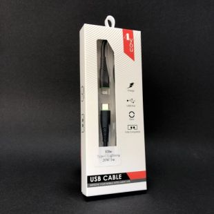 Cable Type-C/Lightning 4you Elbe PD 20W (silicon) Black (от10шт - 10%)