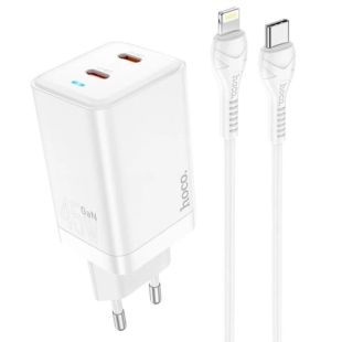 МЗП-USB HOCO N23 PD 45W (2Type-C) + кабель Type-C-iPhone 5 White