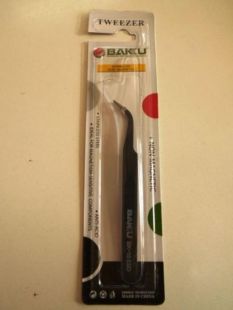 Пинцет изогнутый Baku BK-15 ESD с чёрным антистатическим термопокрытием (M) 