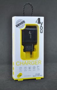 CЗУ 4you A22S (2.4A, Smart IC, Auto ID, улучшенная плата, 2USB, Led подсветка) black + iPhone