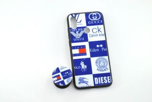 Чехол Xiaomi Redmi 7 Silicon Glass Print (M20) + popsocket "Акционная цена"