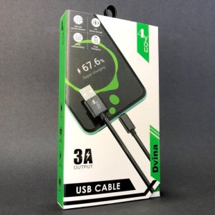 Usb-cable Type-C 4you Dvina white (3A, 1m,  премиум упаковка) - НОВИНКА!