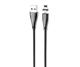 Usb-cable iPhone 5 HOCO U75 Blaze magnetic 3A 1.2m (метал.коннект,круглый,LED) Black