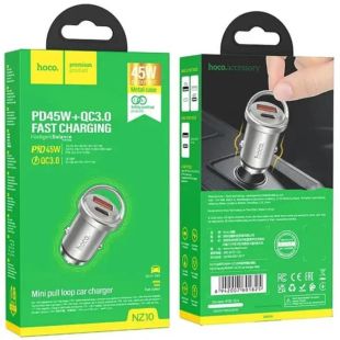 АЗП-USB HOCO NZ10 PD+QC3 45W (1 Type-C/1 Usb) Silver