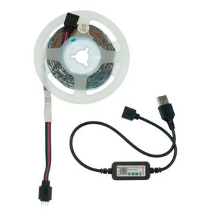 LED стрічка USB RGB 5V, IP 20, 5м, 50 світлодіодів Bluetooth, на самоклейці (М) 